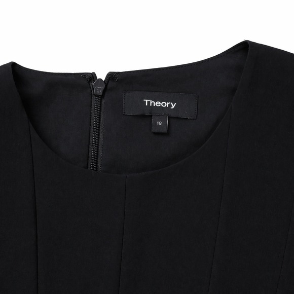 Theory Admiral Crepe Pintuck Dress Black Sleeveless A-Line Size 18 Workwear - Picture 5 of 7